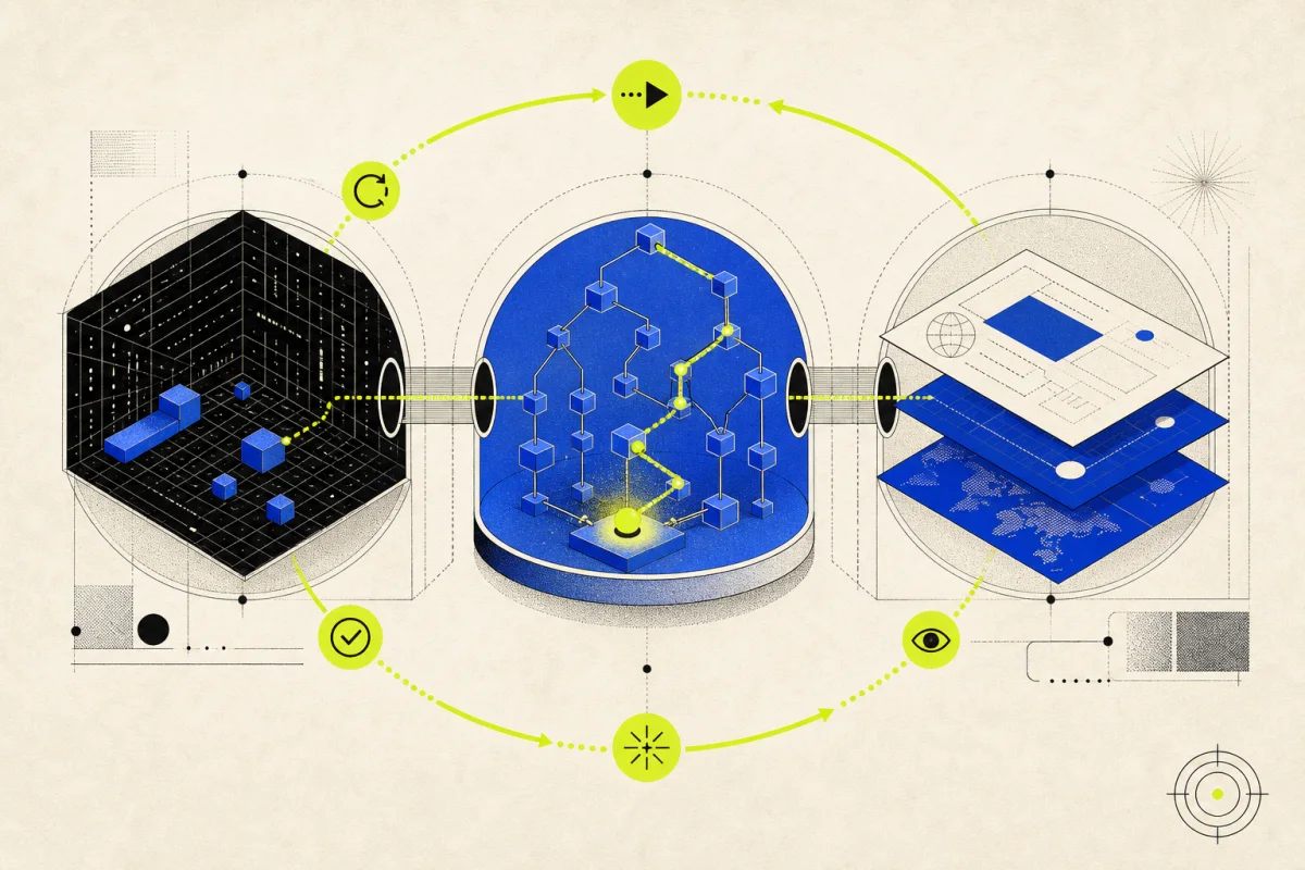 One reinforcement-learning loop connecting terminal, repository, and web task environments.